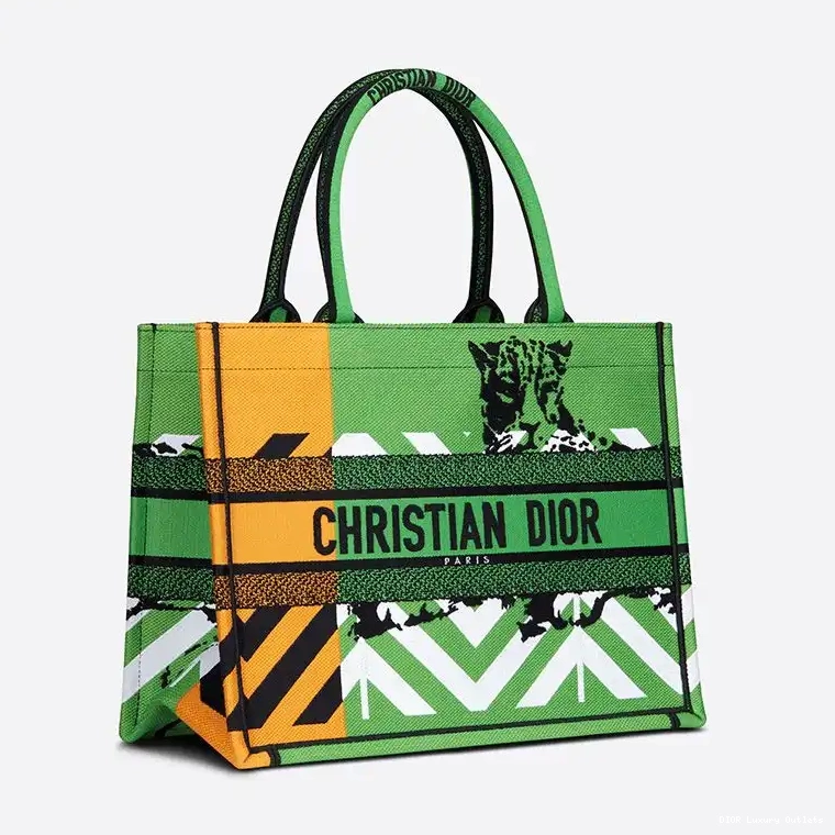 Cheap D-Jungle Pop Canvas Dior Tote Book Orange Motif Green 0629 Luxury